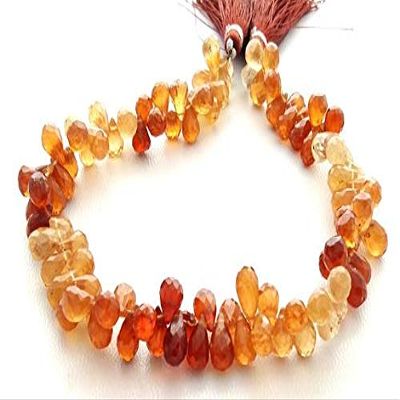 13 inch natural beads strand of 5x7-5x8mm faceted drop hessonite gemstone beads for DIY jewelry - necklace, bracelet, earring, ring.