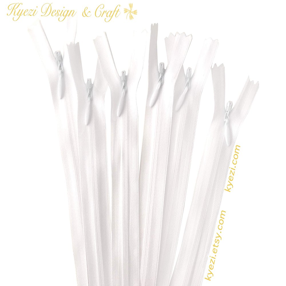 14 Inch Nylon Invisible Zippers for Pillow, Dresses, Skirts, Pants, Tailor, Sewer, Sewing Craft (White, 10pcs, 14 inch)