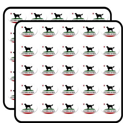 Oval California RepublFlag w Golden Retriever (Dog Breed) Sticker for Scrapbooking 1" 50 Pack Stickers Waterproof Vinyl Decals