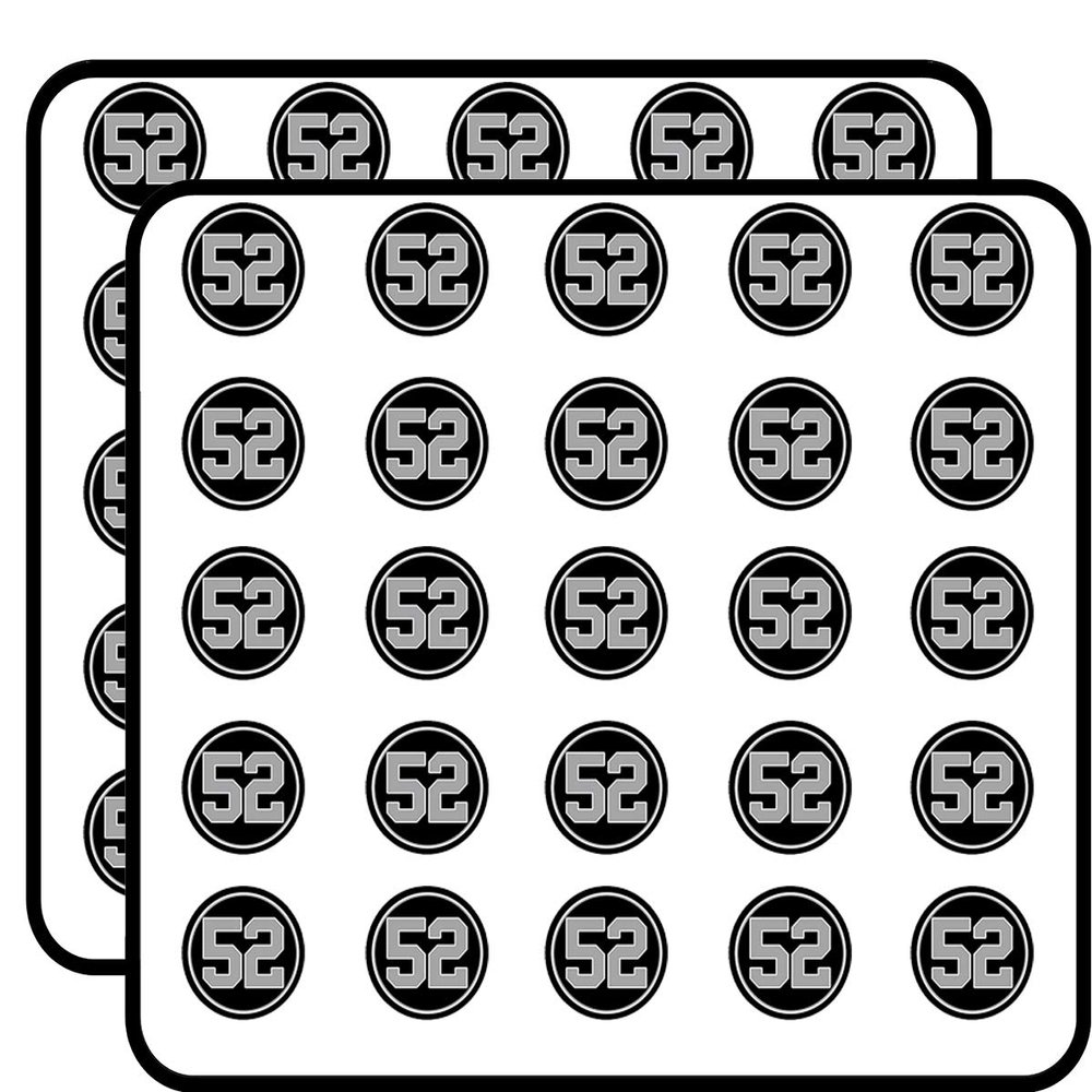 Round #52 Khalil Mack Raiders Colors (Oakland Number 52) Sticker for Scrapbooking 1" 50 Pack Stickers Waterproof Vinyl Decals