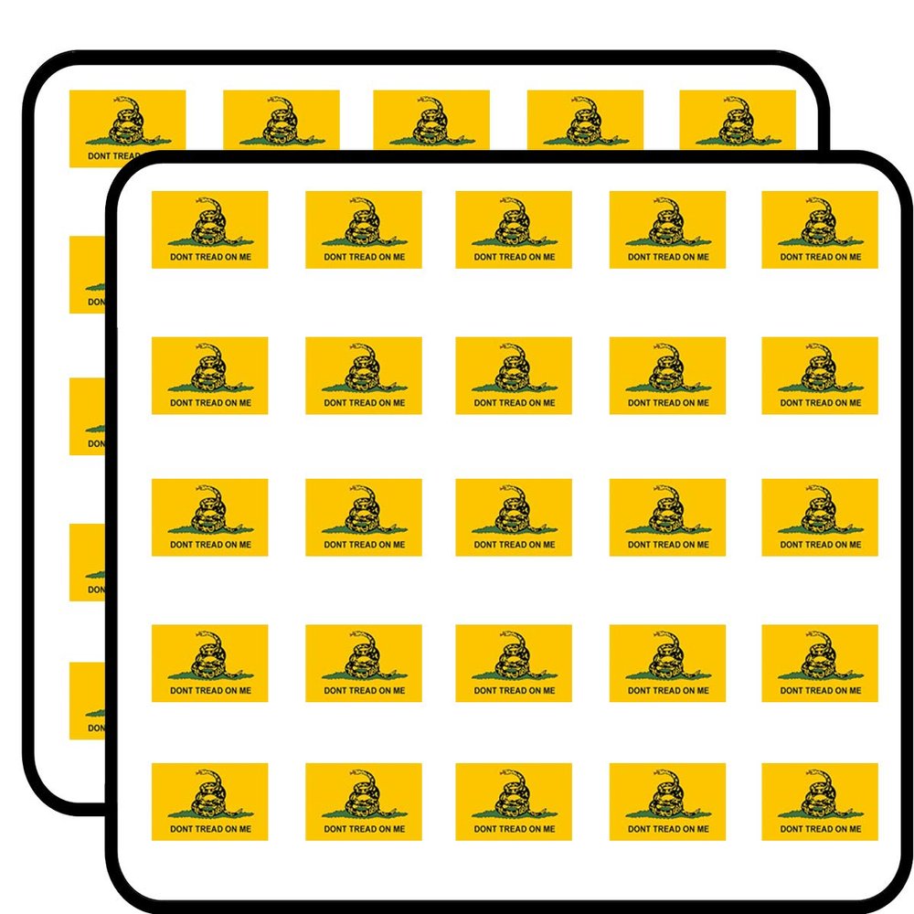 Gadsden Don't Tread On Me Flag (Tea Party gadsen Dont) Sticker for Scrapbooking 1" 50 Pack Stickers Waterproof Vinyl Decals