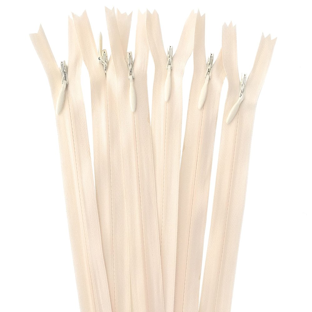 14 Inch Nylon Invisible Zippers for Pillow, Dresses, Skirts, Pants, Tailor, Sewer, Sewing Craft (Off White, 15pcs, 14 inch)