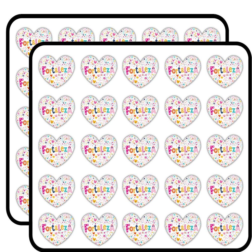 Fortaleza Shaped Heart Travel Art Decorative Scrapbooking Sticker Waterproof Vinyl Stickers for Water Bottle, Laptop & Phone Case 50 Pack