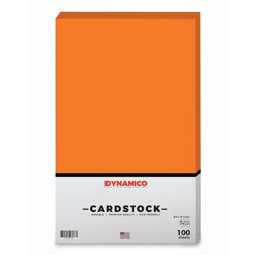 Orange 8.5 x 14" Cardstock Paper - Legal/Menu Size - for Cards, Invitations, and Stationery Printing | Medium weight 65 LB (175 gsm) Cover Card Stock | 100 Sheets Per Pack