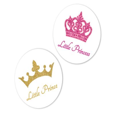 Gender Reveal Party Stickers, Baby Shower Labels, Little Prince and Princess boy or Girl
