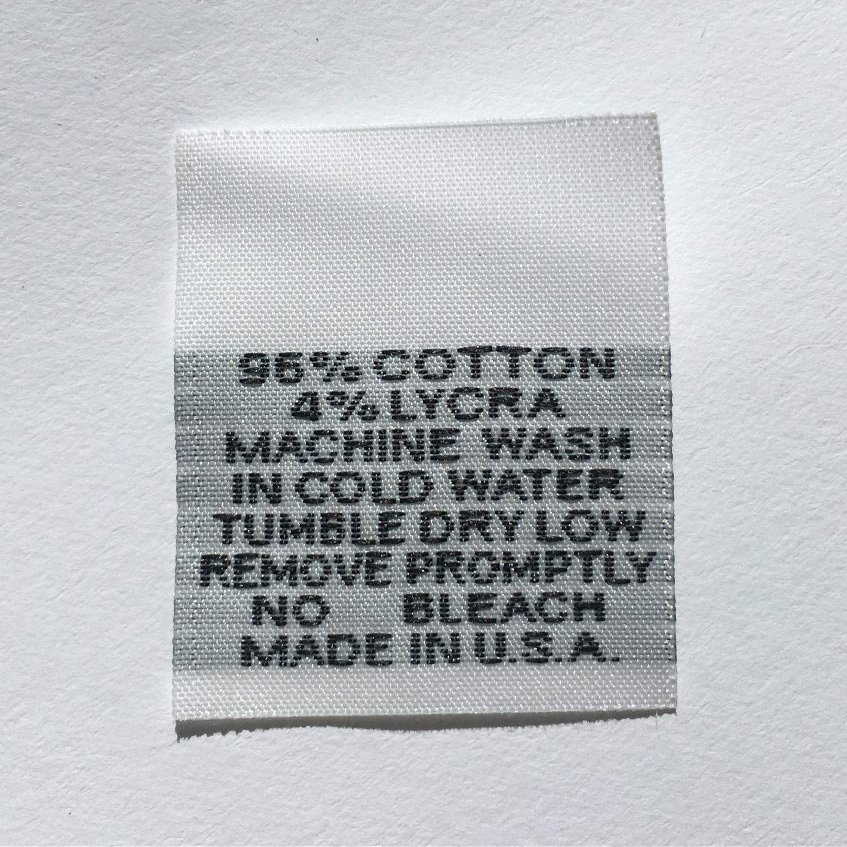 1000 PCS White Woven Clothing Sewing Garment Care Label Tags - 96% Cotton 4% Lycra
