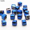Calvas 100pcs Shining Blue Color Square 6mm Austria Crystal Beads Charm Glass Beads Loose Spacer Bead for DIY Jewelry Making - (Color: Deep Blue) view 2