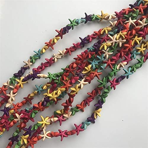 Ochoos 14x17mm Animal Carved Turtle Spacer Stone Beads for DIY Fashion Charms Bracelet Necklace Jewelry Star Fish Plant Flower Nugget - (Color: Sea Star Colorful)