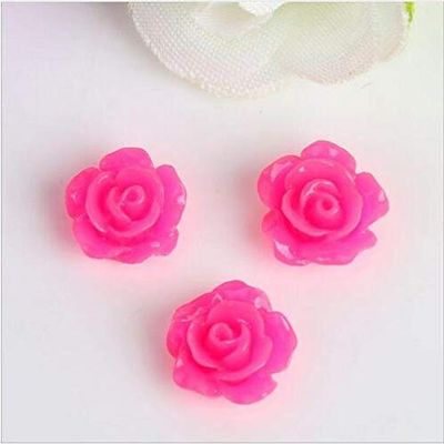 Calvas 20pcs 10mm Flatback Camelia Coral Rose Flower Beads Decorative Coral Spacer Beads Cabochon Beads for DIY Jewelry Making Z118 - (Color: hot Pink)