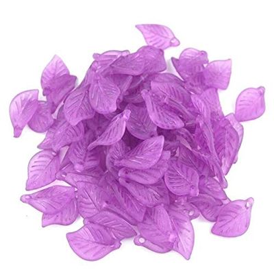 Calvas Wholesale 100pcs Randomly Mixed Color Acrylic Leaf Beads Pendant Plastic Frosted Lucite Chunky Spacer Charms Pendant Beads - (Color: Lavender)