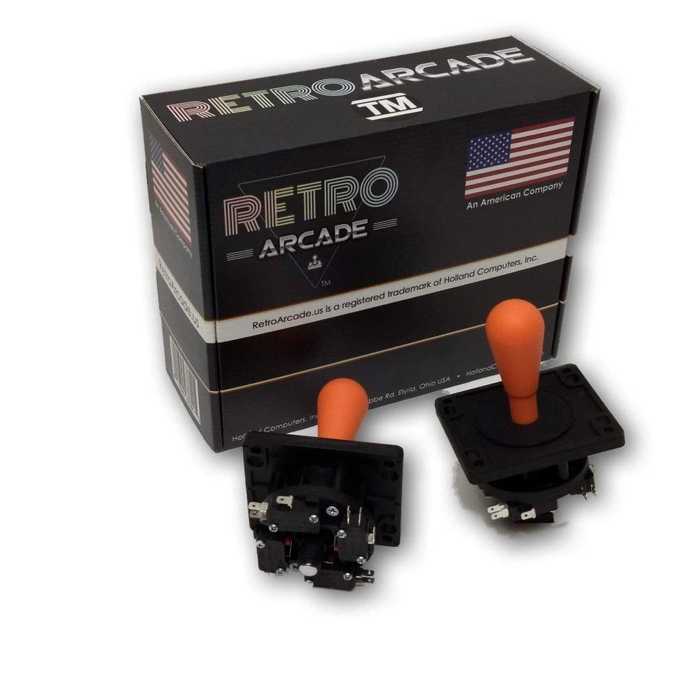 Competition Style Arcade Joystick, Orange, 8-Way Only Operation, Elliptical Orange Handle, Precision