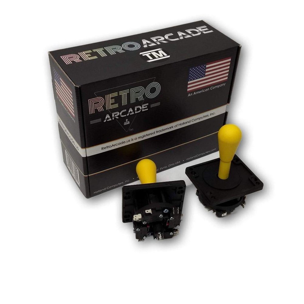 Competition Style Arcade Joystick, Yellow, 8-Way Only Operation, Elliptical Yellow Handle, Precision