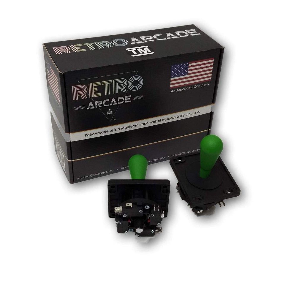 Competition Style Arcade Joystick, Green, 8-Way Only Operation, Elliptical Green Handle, Precision 8