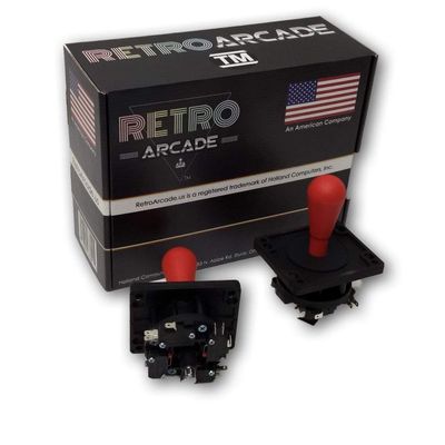 Competition Style Arcade Joystick, Red, 8-Way Only Operation, Elliptical Red Handle, Precision 8-Way