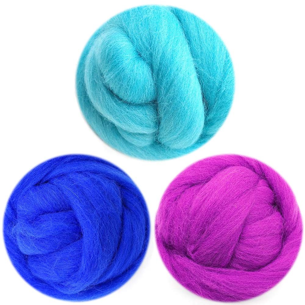 Artec360 Needle Felting Wool Roving 10.5oz (300g) 3 Colours DIY Felting Wool for Needle Felting Kit 3.5oz (100g) x 3 Colours (Inspired Source)