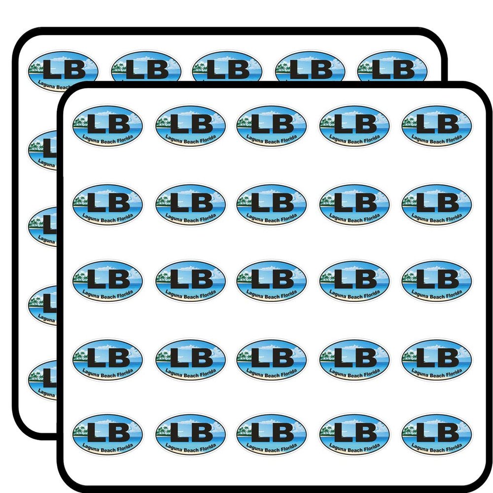 Laguna Beach Florida Oval Sticker for Scrapbooking, Calendars, Arts, Kids DIY Crafts, Album, Bullet Journals
