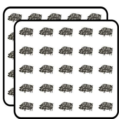 Pig Pork Cuts Sticker for Scrapbooking Waterproof Vinyl Stickers for Water Bottle, Laptop & Phone Case 50 Pack