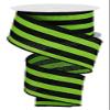Craig Bachman 2.5 Inch Wired Ribbon Lime Green and Black Vertical Stripe Cross Royal Burlap Roll 10 Yards Wreath Making Supplies view 1