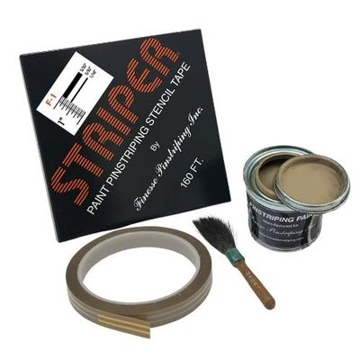 Automotive Pinstriping KIT - Stencil/Brush/Paint - Pinstripe Your Car/Truck - Results: 5/32 inch Stripe, 5/32 inch Space, 1/16 inch Stripe (Buckskin, 160 Foot roll)