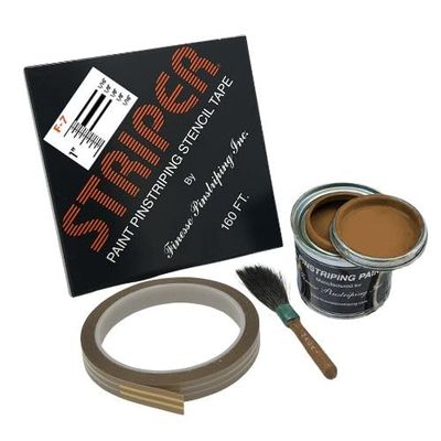 Auto Pinstriping KIT - Stencil/Brush/Paint - Pinstripe Your Car/Truck - Results: 1/16 inch Stripe, 1/8 inch Space, 1/8 inch Stripe, 1/8 inch Space, 1/16 inch Stripe (Brown, 160 Foot roll)