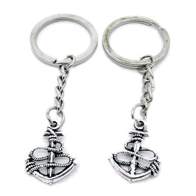 20 PCS Antique Silver Keyrings Keychains Key Ring Chains Tags Clasps AA461 Boat Anchor