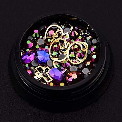 DalaB Mixture Style Tiny Beads Stuff Crystal Decorations DIY Craft Flat Diamonds Colorful Nail Art Metal Rivet Resin Jewelry Fillers - (Color: 5 Blue Purple)