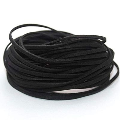DalaB Colorful Double-Edged Suede Leather Rope DIY Material Braided Rope Necklace Bracelet Rope Jewelry Components Accessory 2C0137 - (Color: Black)