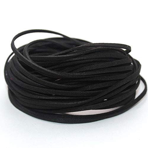 DalaB Colorful Double-Edged Suede Leather Rope DIY Material Braided Rope Necklace Bracelet Rope Jewelry Components Accessory 2C0137 - (Color: Black)