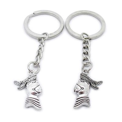 100 PCS Antique Silver Keyrings Keychains Key Ring Chains Tags Clasps AA461 Knight Helmet