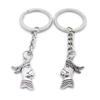 100 PCS Antique Silver Keyrings Keychains Key Ring Chains Tags Clasps AA461 Knight Helmet view 1