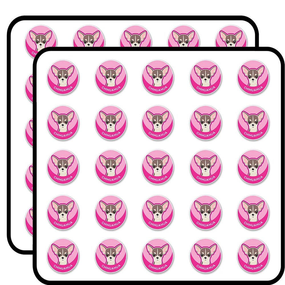 Chihuahua Cartoon Dog Sticker for Scrapbooking Waterproof Vinyl Stickers for Water Bottle, Laptop & Phone Case 50 Pack