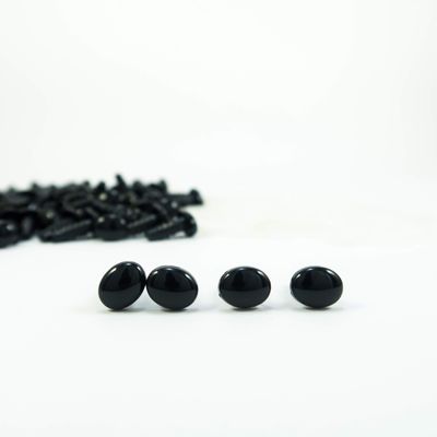 8mm x 6mm Black Oval Safety Eyes Noses - 10 Pairs (20 Pieces Eyes, 20 Pieces Washers)
