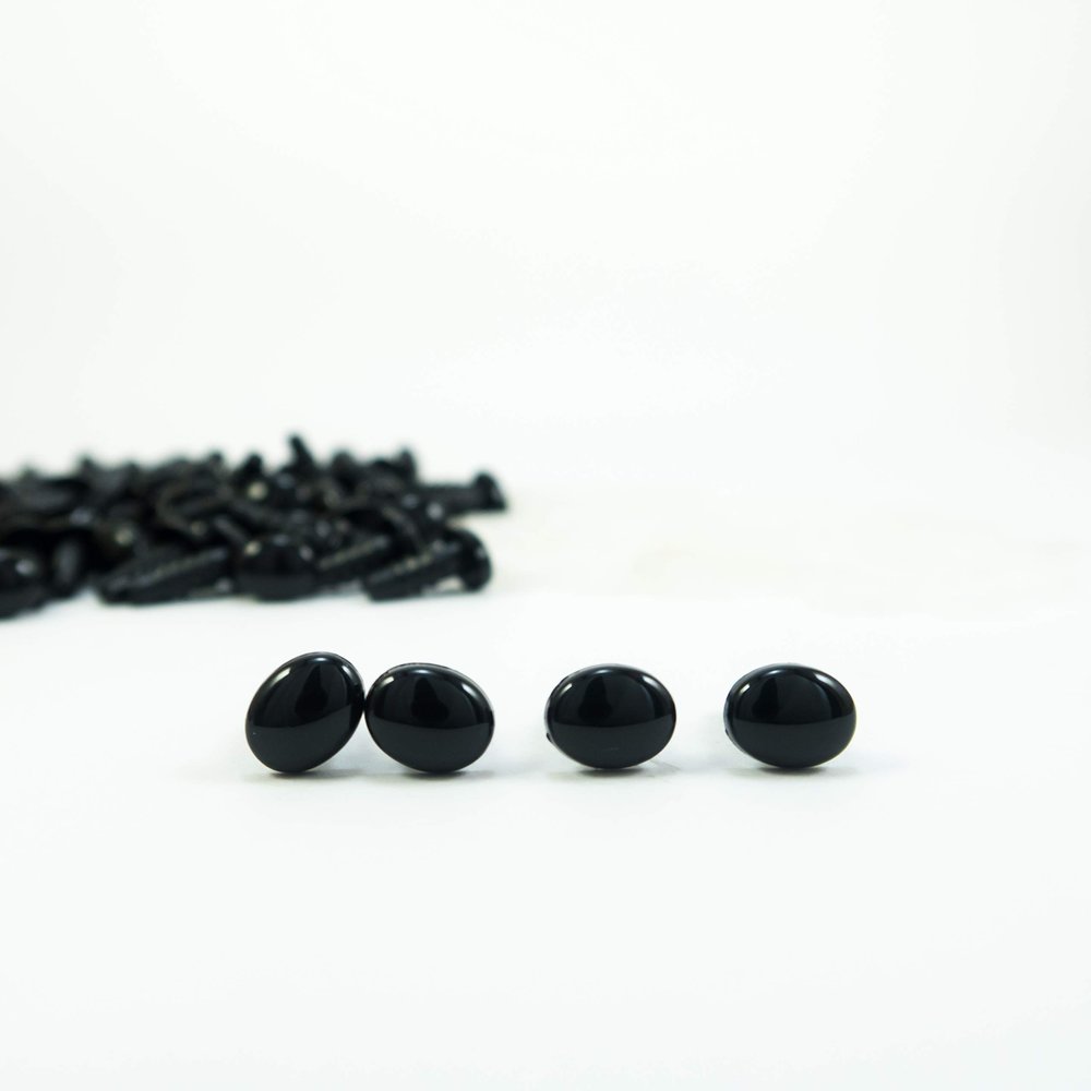 8mm x 6mm Black Oval Safety Eyes Noses - 10 Pairs (20 Pieces Eyes, 20 Pieces Washers)