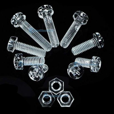 DalaB 20 pcs M3/M4 Acrylic Clear Plastic Nylon Round Phillips Head Screws Bolts with Hex Nuts - (Color: M4x8mm)