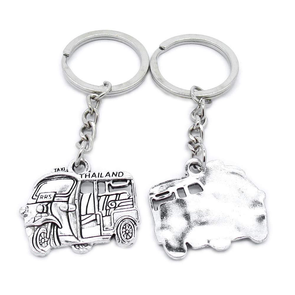 1 PCS Antique Silver Keyrings Keychains Key Ring Chains Tags Clasps AA461 Thailand Tuk Taxi