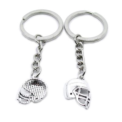 100 PCS Antique Silver Keyrings Keychains Key Ring Chains Tags Clasps AA462 Football Helmet