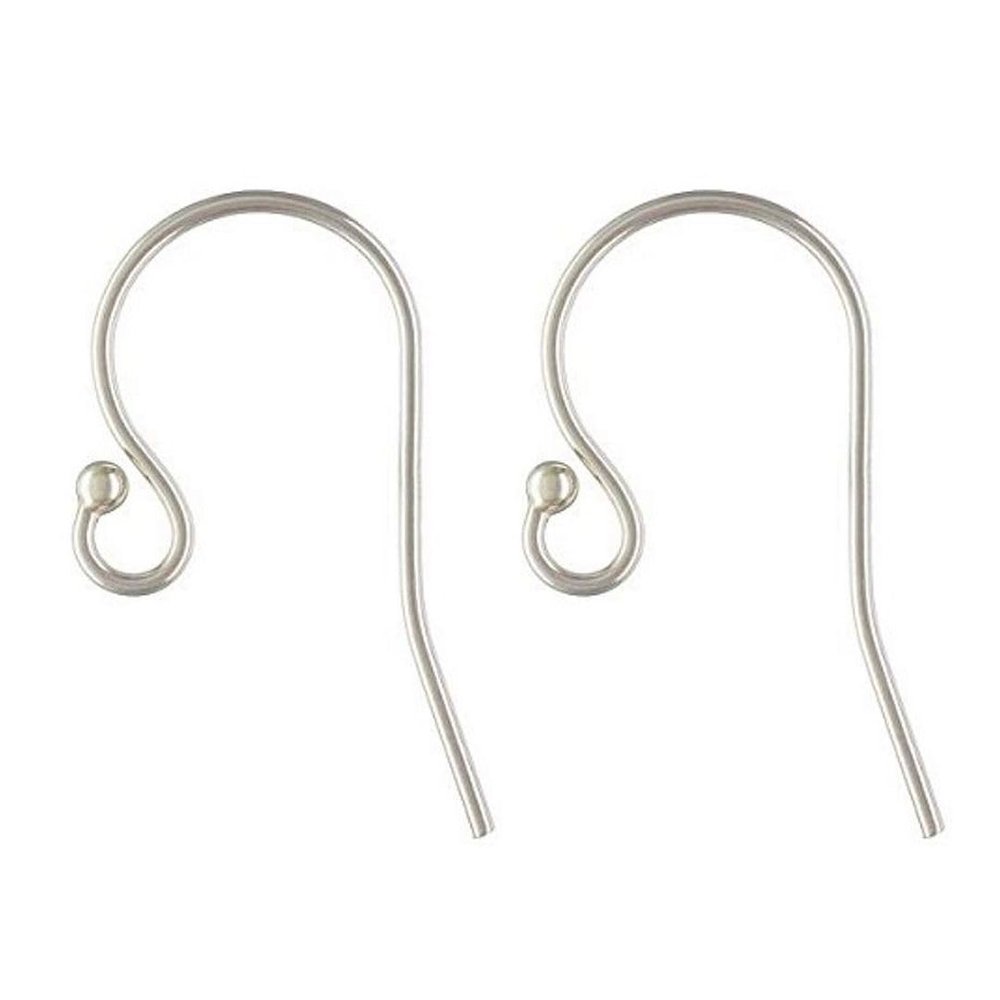 Adabele 200pcs Hypoallergenic Ball End Fish Earring Hooks 22mm Sterling Silver Plated Ear Wire (0.7mm/21 Gauge) for DIY Craft Earrings Jewelry Making CF242-1