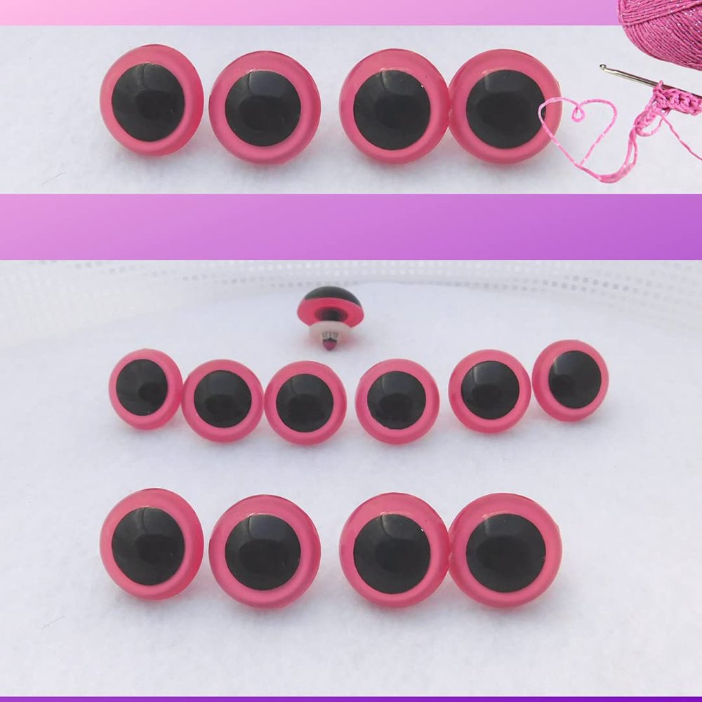 Safety Eyes 5 Pair 24mm to 34mm Choose Color & Size Crafts, Sewing, Crochet (Pink, 24mm)