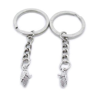20 PCS Antique Silver Keyrings Keychains Key Ring Chains Tags Clasps AA461 Corn Maize Arcorn