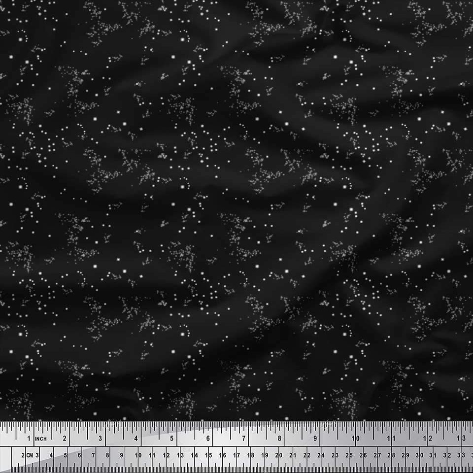 Star Print - Blacks - Soimoi Cotton Jersey Knit Fabric, 58" Wide Soft Stretch Printed Fabric by The Yard for T-Shirts, Baby Clothes, Pajamas, Dresses, Leggings & DIY Projects
