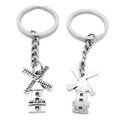 100 PCS Antique Silver Keyrings Keychains Key Ring Chains Tags Clasps AA461 Windmill House