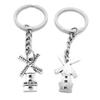 100 PCS Antique Silver Keyrings Keychains Key Ring Chains Tags Clasps AA461 Windmill House view 1