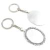 100 PCS Antique Silver Keyrings Keychains Key Ring Chains Tags Clasps C7SY1 Oval Cabochon Frame Blanks 40x30mm view 1