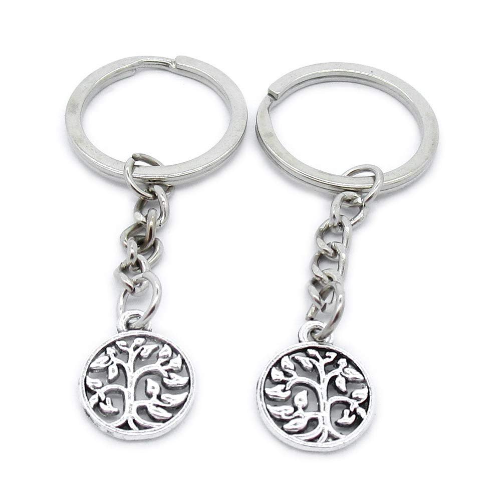 5 PCS Antique Silver Keyrings Keychains Key Ring Chains Tags Clasps AA461 Life String Tree Oak