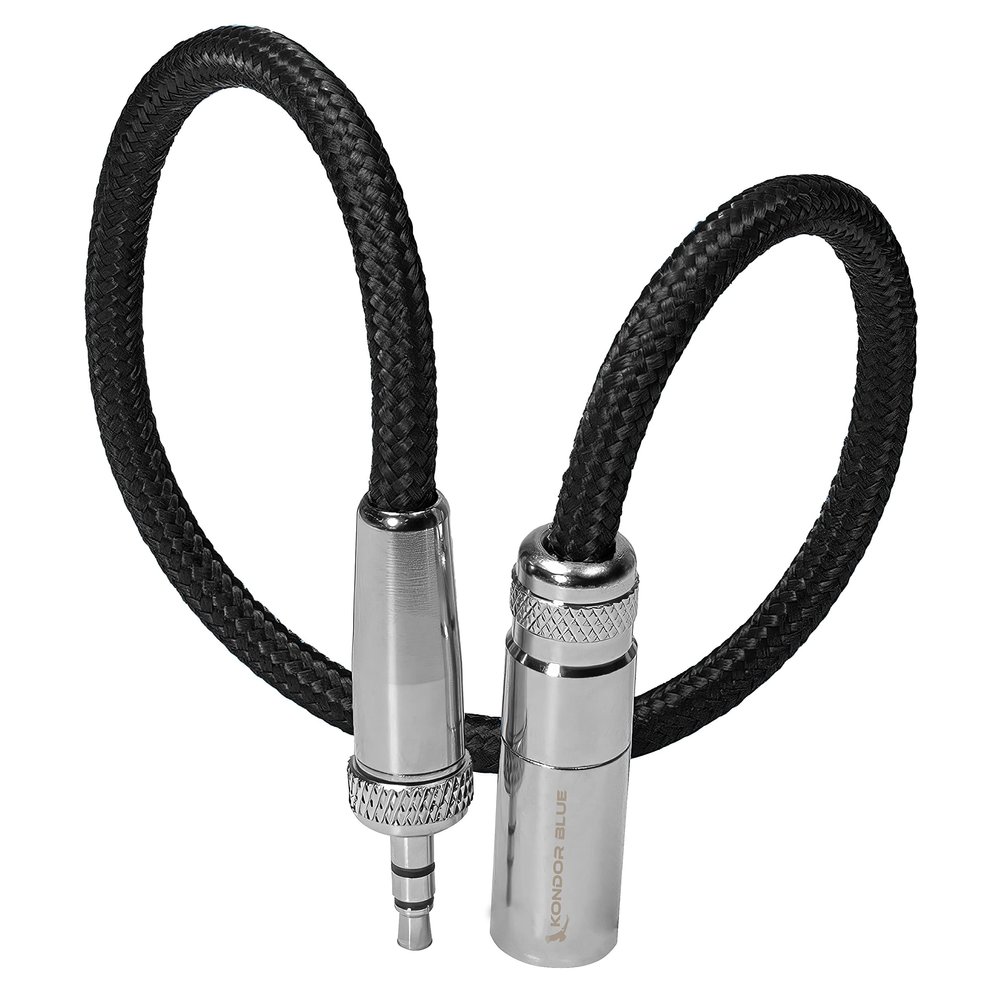 KONDOR Blue | 12 Inch Mini XLR (TA3) 3-Pin to 3.5mm TRS Locking Adapter Cable | for Compatible Lavalier Mics & Wireless Receivers, Nylon Braided, Reinforced Connectors | Black