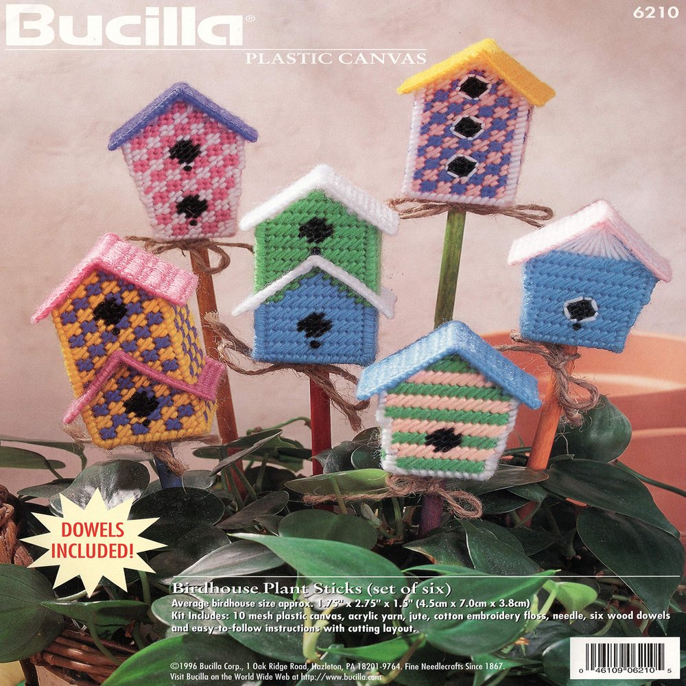 Bucilla Birdhouse Plant Sticks Plastic Canvas Kit 6210