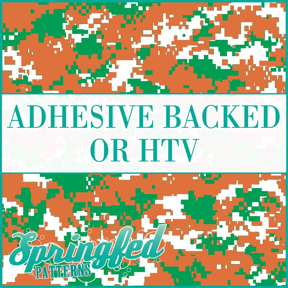 Digital CAMO Pattern in ORANGE, GREEN & WHITE Urban Camouflage Heat Transfer or Adhesive Vinyl CHOOSE YOUR SIZE!