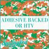 Digital CAMO Pattern in ORANGE, GREEN & WHITE Urban Camouflage Heat Transfer or Adhesive Vinyl CHOOSE YOUR SIZE! view 1
