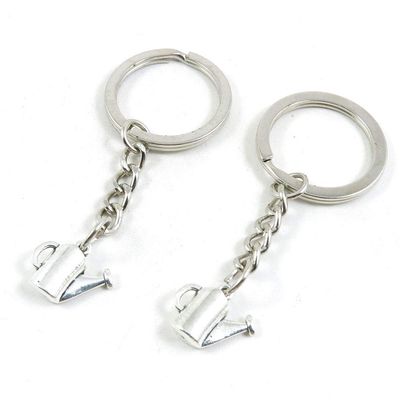 100 PCS Antique Silver Keyrings Keychains Key Ring Chains Tags Clasps H9QJ0 Watering Pot Can