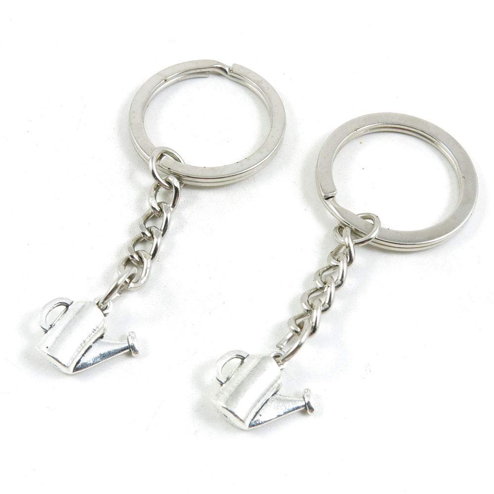 100 PCS Antique Silver Keyrings Keychains Key Ring Chains Tags Clasps H9QJ0 Watering Pot Can
